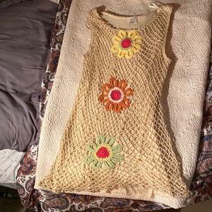 🦋 5 for $25 🦋 Hot and Delicious crochet cream flower mini dress